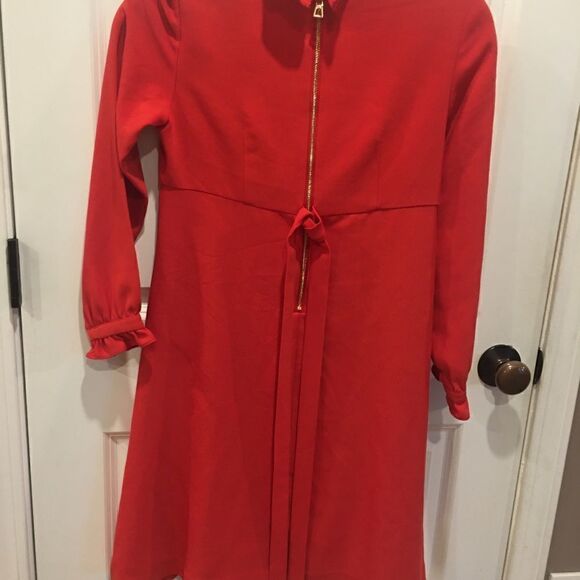 Sail to Sable small red loose fit ruffle dress long sleeve - Picture 5 of 7